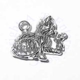 3D Furry Kitten Holding Mouse Charm