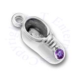 3D February Birthstone Baby's First Shoe Charm