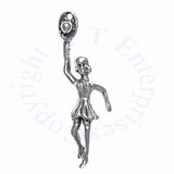 3D Female Tennis Player Hitting Ball With Racket Charm