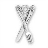 3D Silverware Crossed Fork And Knife Utensil Set Charm