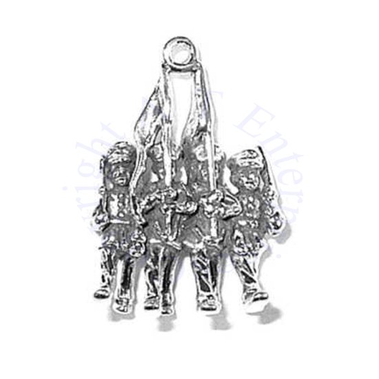 3D Four Man Parade Flag Color Guard With Guns Charm - Click Image to Close