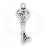 3D Celtic Triquetra Knot Heart Skeleton Key Charm