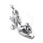 3D Ladies Open Toe High Heel Shoe Charm With Flower Accent