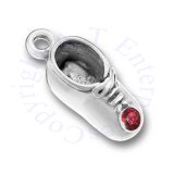 3D Baby's First Shoe Charm With January Birthstone