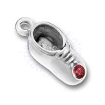 3D Baby's First Shoe Charm With July Birthstone
