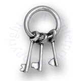 3D Keys On Round Key Ring Charm