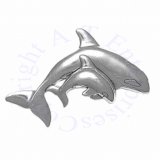 Partial 3D Killer Whale With Baby Calf Pendant