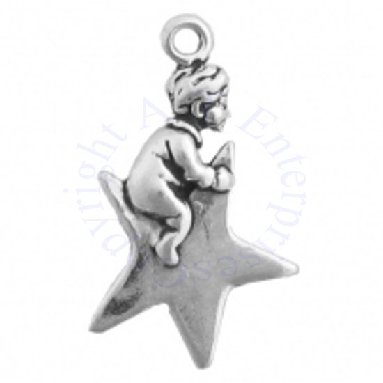 3D Little Boy Sitting On A Star Charm - Click Image to Close