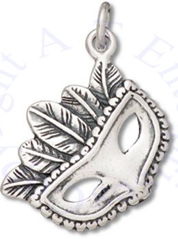 3D Mardi Gras Feathered Mask Charm - Click Image to Close