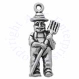 3D Old McDonald Farmer In Overalls And Pitchfork Charm