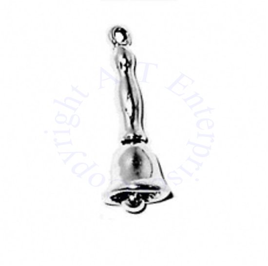 3D Vintage Hand Or School Bell Charm - Click Image to Close