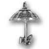3D Open Umbrella Charm With Ribbon Tied On Handle