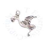 3D Open Winged Stork With Swinging Baby Charm