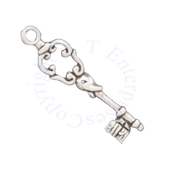 3D Ornate Antique Key Charm - Click Image to Close