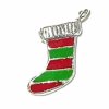 3D Christmas Stocking Charm With Red And Green Stripes