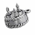 3D Round Three Candle Happy Birthday Cake Charm