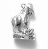 3D Shaggy Mountain Goat With Horns Standing On Platform Charm
