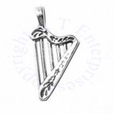 3D Small Harp Charm With Flowers And Vines