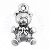 3D Seated Teddy Bear With Bow Tie Charm