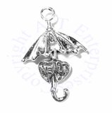 3D Open Umbrella With You And Me Hearts Love Valentine Message Charm