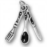 3D Silverware Fork Spoon Knife Utensil Set Charm