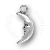 3D Waning Or Waxing Quarter Crescent Shape Moon Face Charm