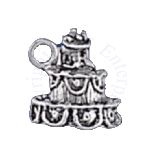 3D Wedding Cake Charm With Husband and Wife Cake Topper - Click Image to Close