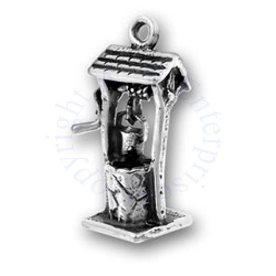 3D Old Fashion Wishing Well With Water Bucket Charm - Click Image to Close