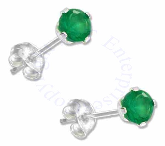 May Birthstone Cubic Zirconia Stud Earrings - Click Image to Close