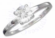 Cubic Zirconia Ring On Plain 2mm Band