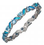 Imitation Blue Topaz Imitation Blue Opal Link Bracelet