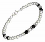 Faceted Black Onyx Bracelet Bali Daisy 4mm Ball Spacers