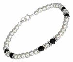 Faceted Black Onyx Bracelet Bali Daisy 4mm Ball Spacers