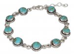 7" Turquoise Link Bracelet Roped Border With 1/2" Extension
