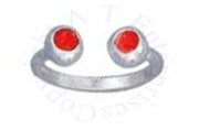Red Crystal Ball Ends Bypass Wrap Toe Ring