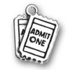 Two ADMIT ONE Tickets Charm
