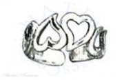 Graduated Wide Band Alternating Open Hearts Love Toe Ring