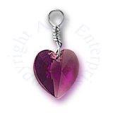Amethyst Purple February Crystal Heart Birthstone Charm