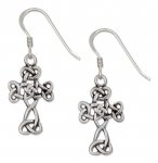 Antiqued 7/8" Scrolled Celtic Knot Design Cross Dangle Earrings