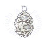 Antiqued Easter Egg With Bunny And Flowers And Swirly Designs 3D Charm