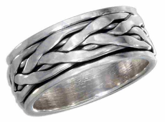 Unisex 8mm Wide Band Celtic Weave Braided Spinner Ring - Click Image to Close