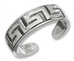 Sterling Silver Men's Greek Key Design Adjustable Toe Ring