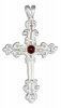 Garnet Scroll Christian Religious Cross Pendant
