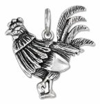 Diamond Cut Rooster Chicken Bird Charm