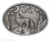 Wolf Howling At The Moon Brooch Pin