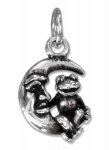 3D Small Frog Sitting On A Crescent Moon With Face Charm