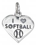 "I Love Softball" Heart Charm