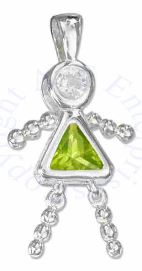 August Birthstone Brat Child Baby Girl Charm Pendant - Click Image to Close
