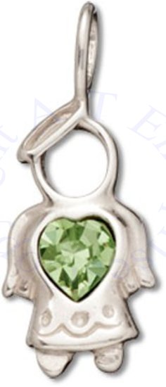 Angel With Peridot Green Cubic Zirconia August Birthstone Charm - Click Image to Close