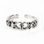 Back To Back Hearts Adjustable Toe Ring